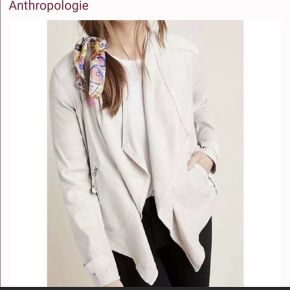 Anthropologie Gulliver Linen Blend Swing Draped Jacket.Size Xs. Stone color. NWT - Picture 1 of 10